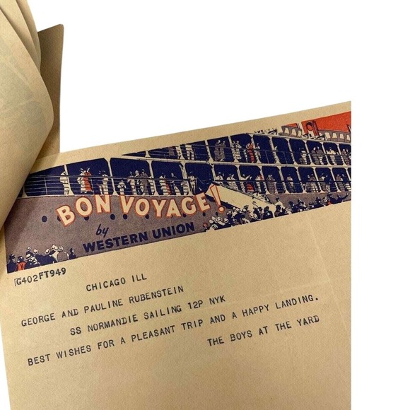 Western Union Bon Voyage Telegrams SS Normandie NYK Vintage Lot of 8 Maritime - Picture 10 of 15